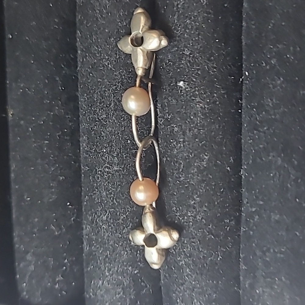 Vintage 925 silver and pink Pearl earrings